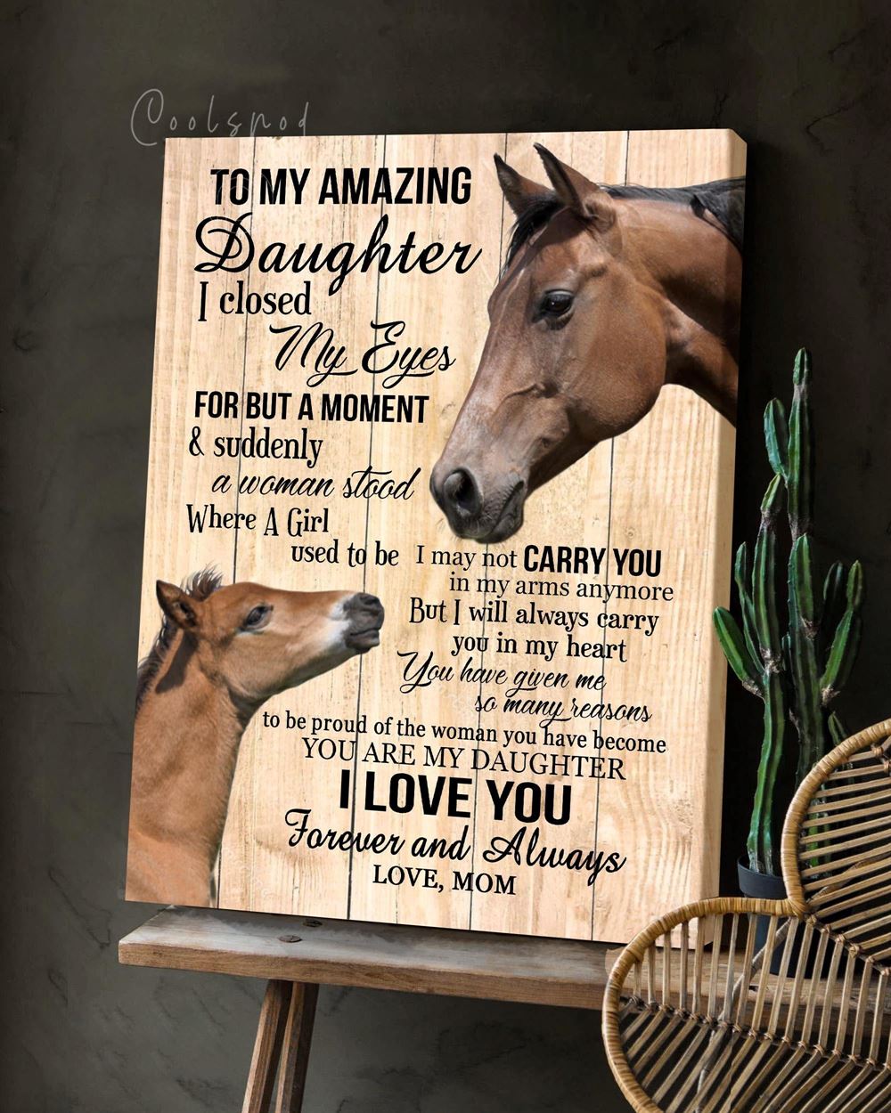 Family Horse To My Daughter From Dad Wall Art Canvas