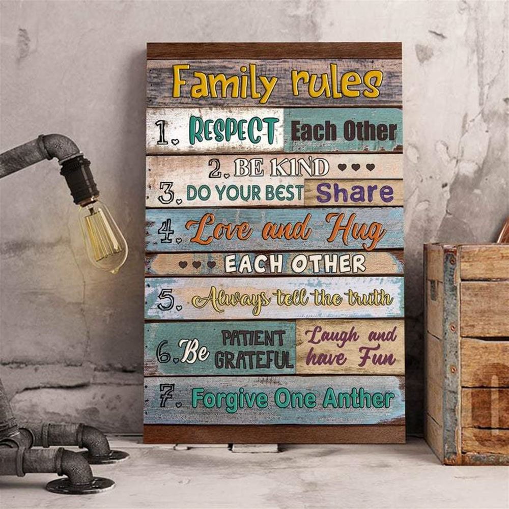 Family Rules Wall Art Canvas Family Rules Wall Art Funny Family Home Decor Family Vintage Art Annive