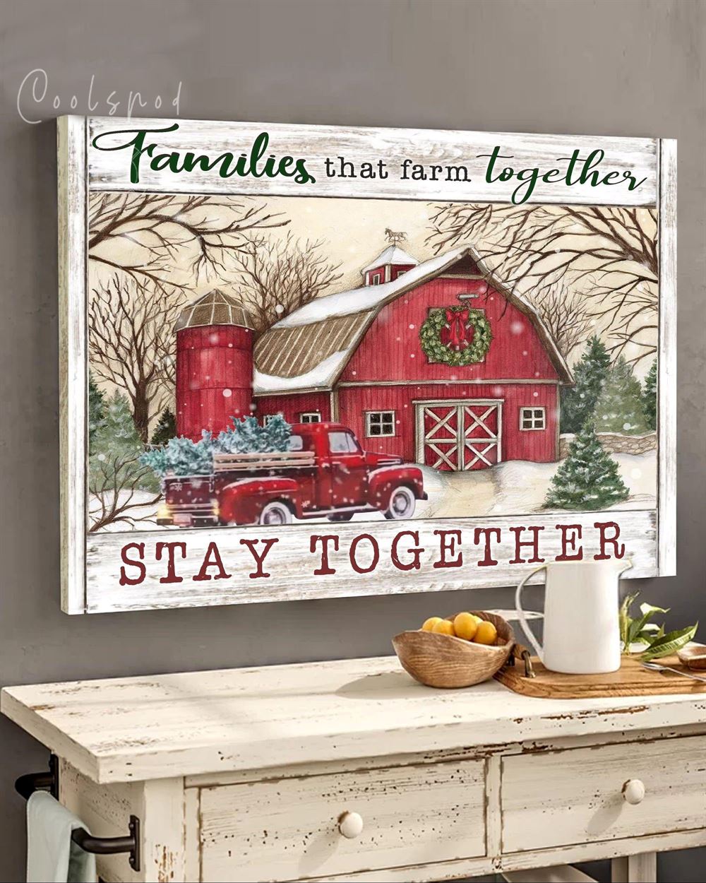 Family That Farm Together Family Christmas Wall Art Canvas