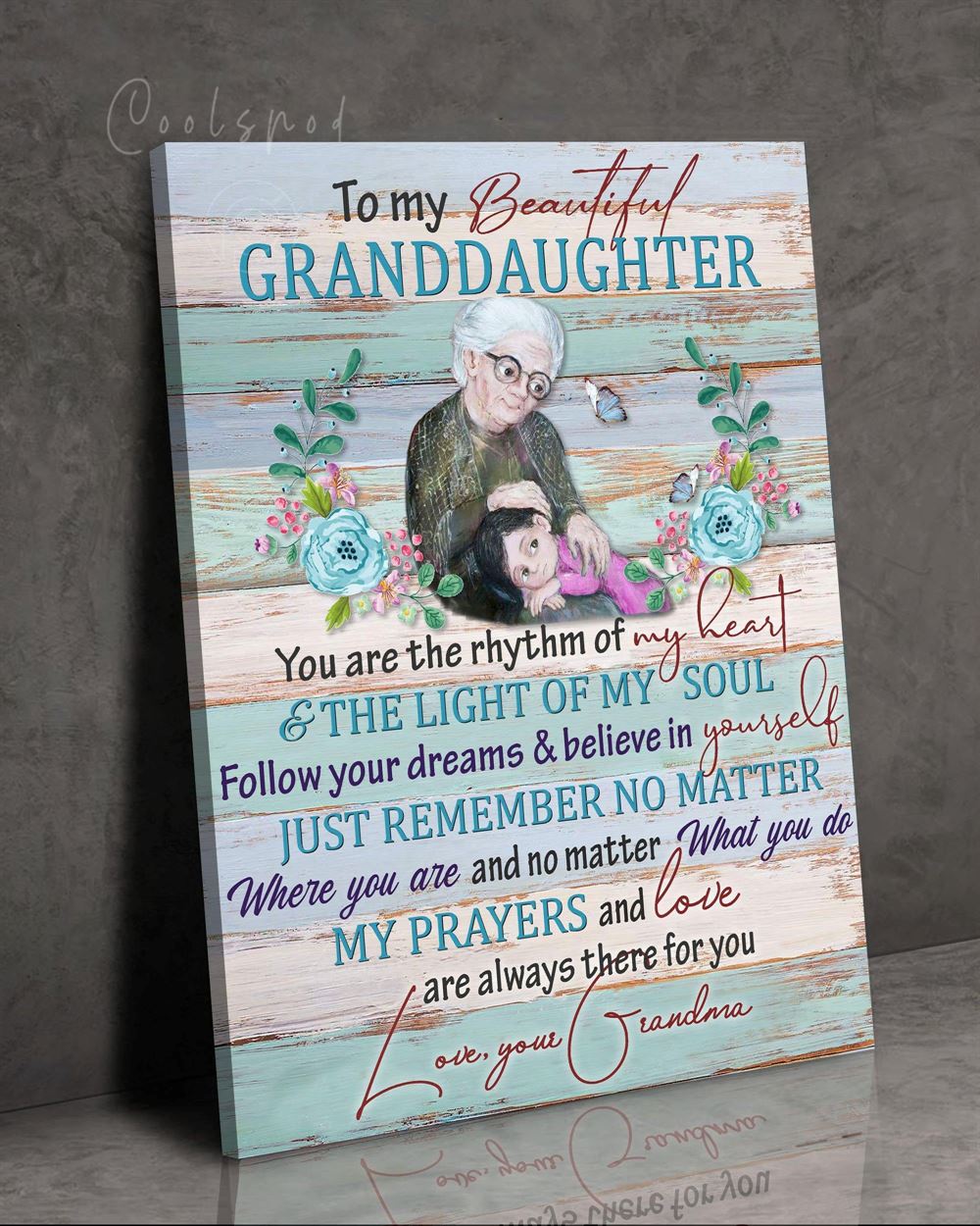 Family To My Beautiful Granddaughter Wall Art Canvas