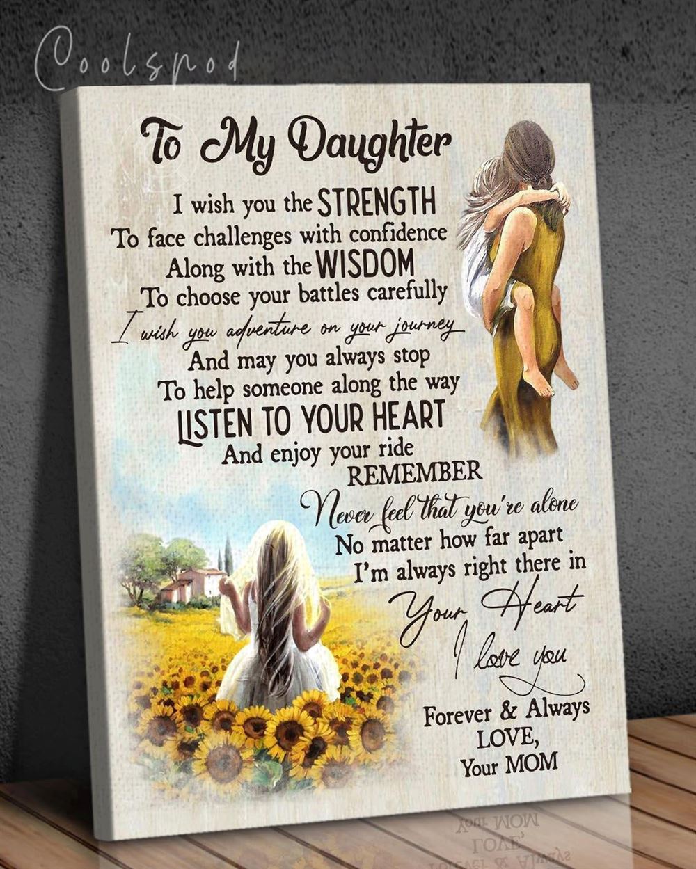 Family To My Daughter Sunflower Garden Wall Art Canvas