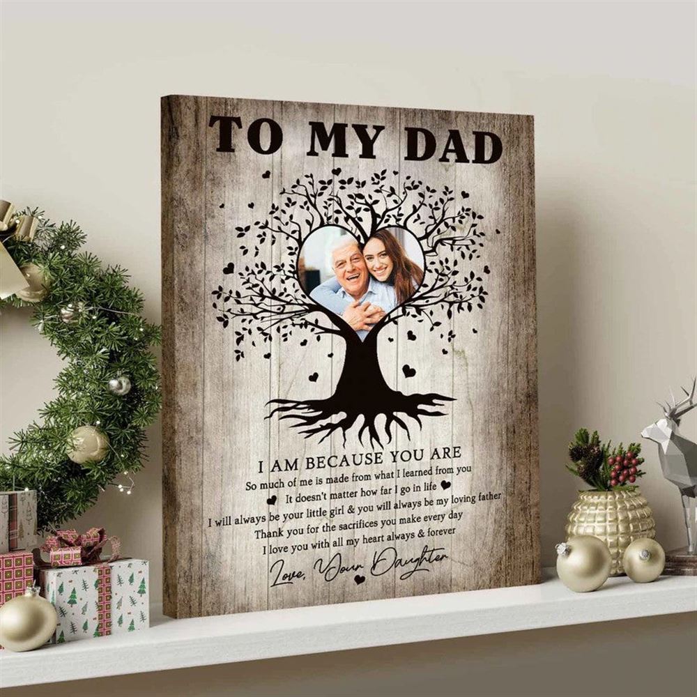 Family Tree Gifts For Dad From Daughter Custom Photo Father And Daughter Canvas For Fathers Day