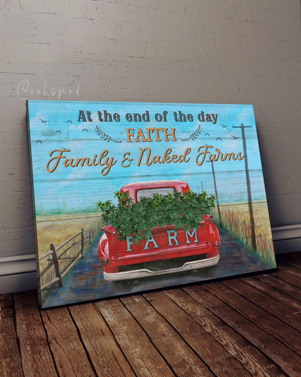 Farm - At The End Of The Day Red Truck Wall Art Canvas