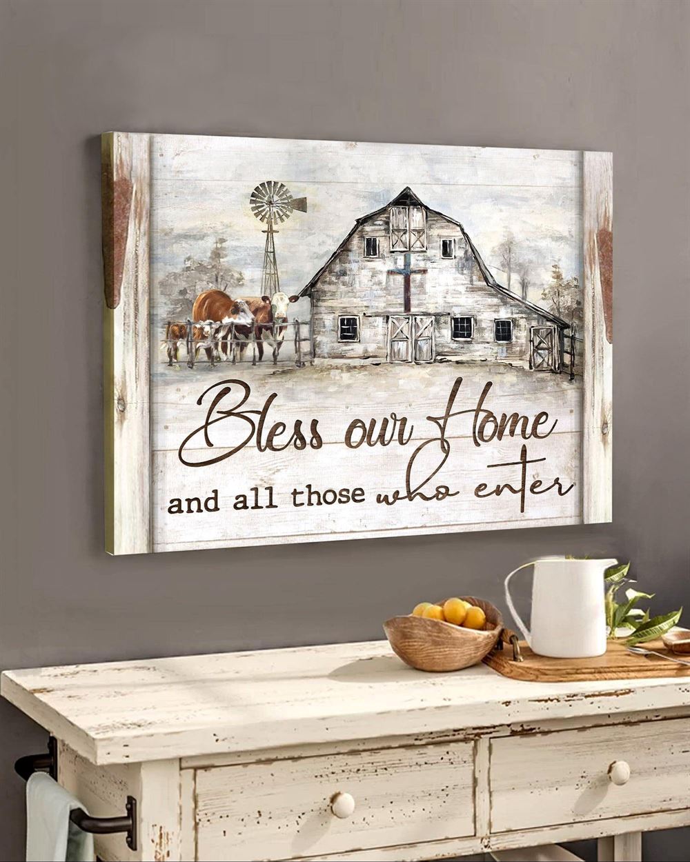 Farm Bless Our Home Wall Art Canvas