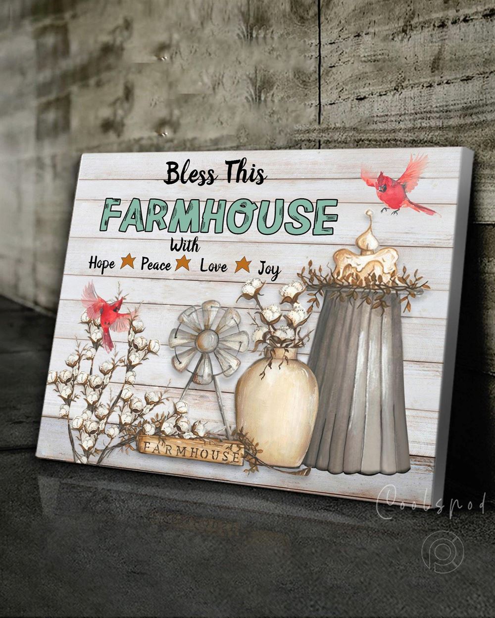 Farm Bless This Farmhouse Cardinal Wall Art Canvas