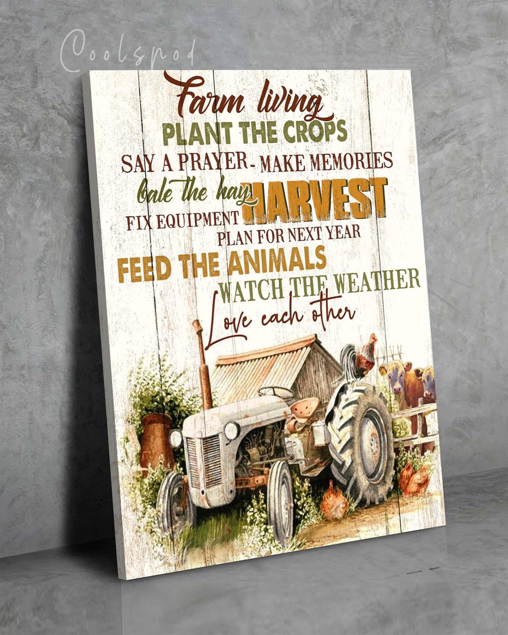 Farm Farm Living Old Tractor Wall Art Canvas