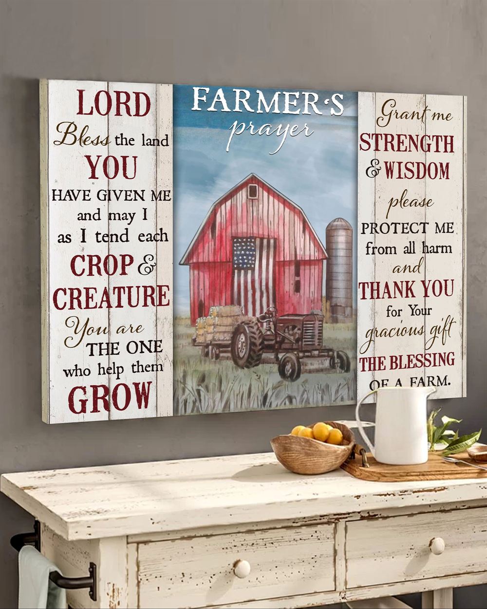 Farm Farmers Prayer Wall Art Canvas