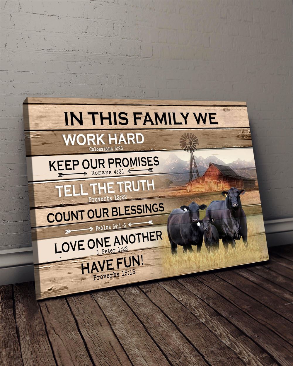 Farm In This Family Black Angus Wall Art Canvas