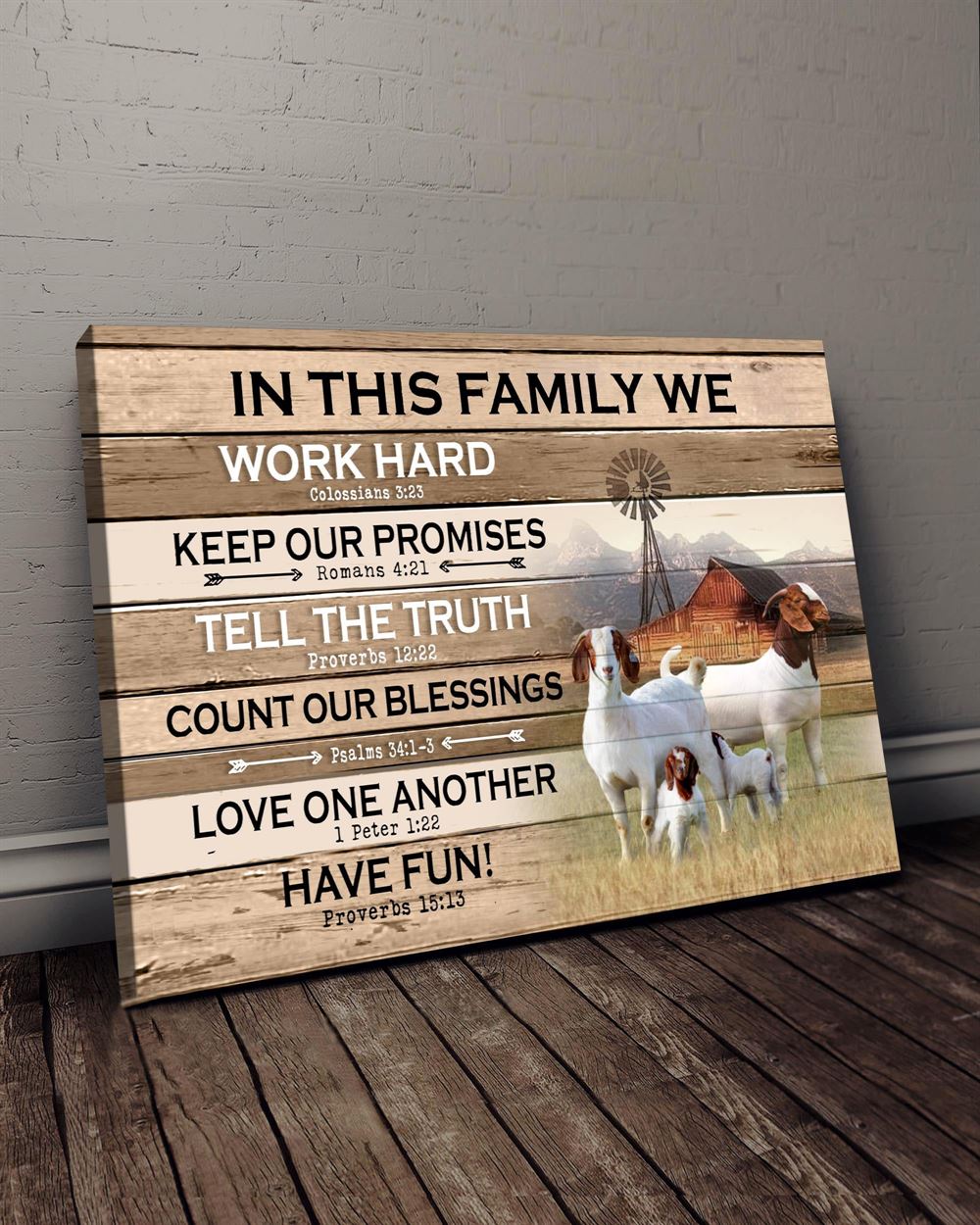 Farm In This Family Boer Goats Wall Art Canvas