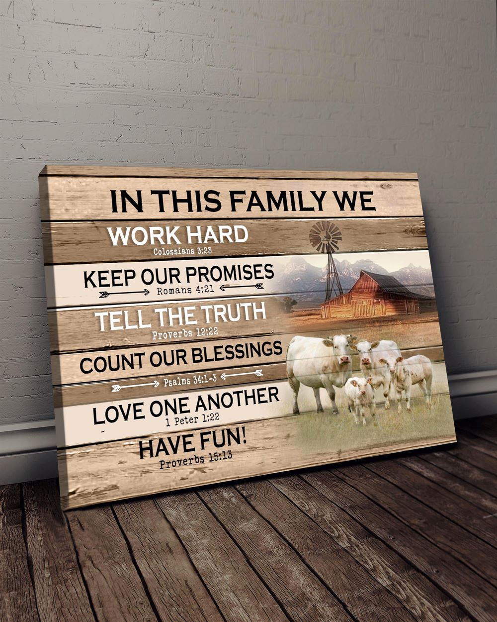 Farm In This Family Charolais Wall Art Canvas