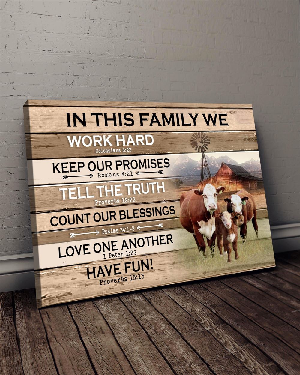 Farm In This Family Hereford Wall Art Canvas