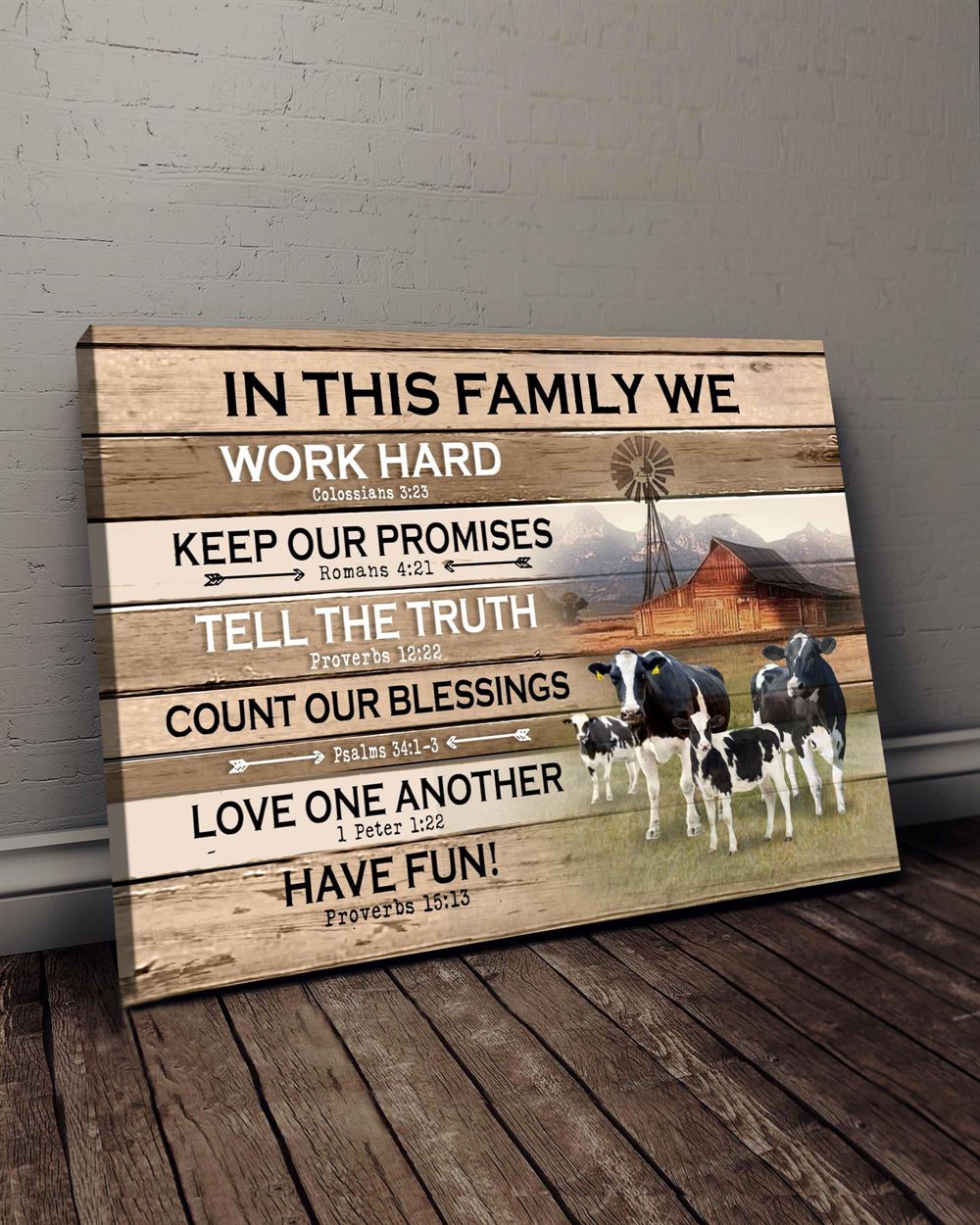 Farm In This Family Holstein Wall Art Canvas