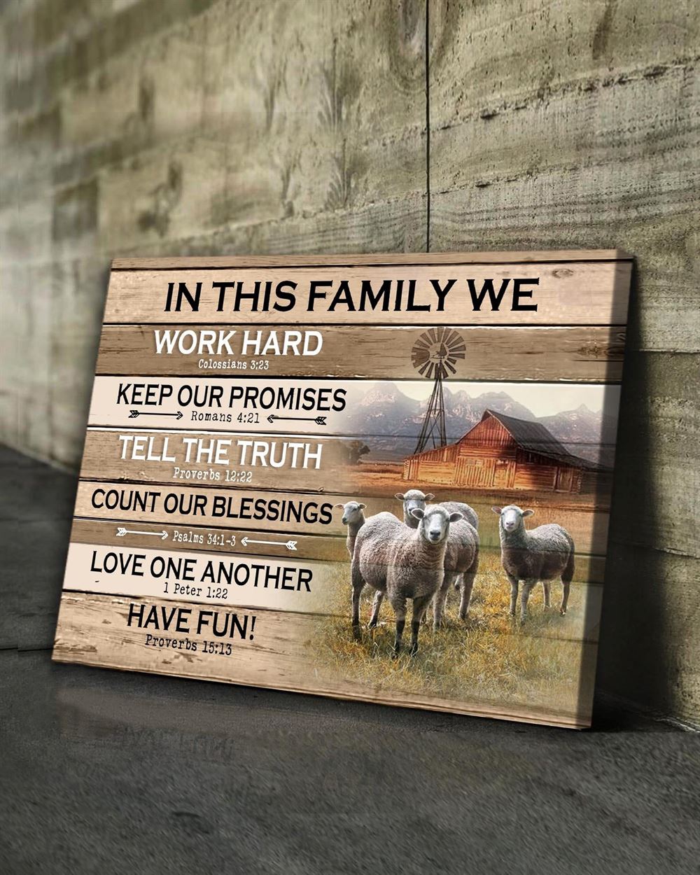 Farm In This Family Sheep Wall Art Canvas