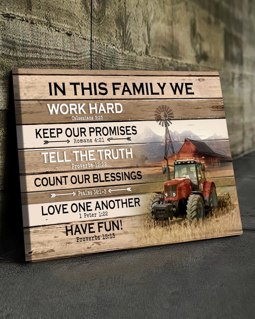 Farm In This Family Tractor Wall Art Canvas