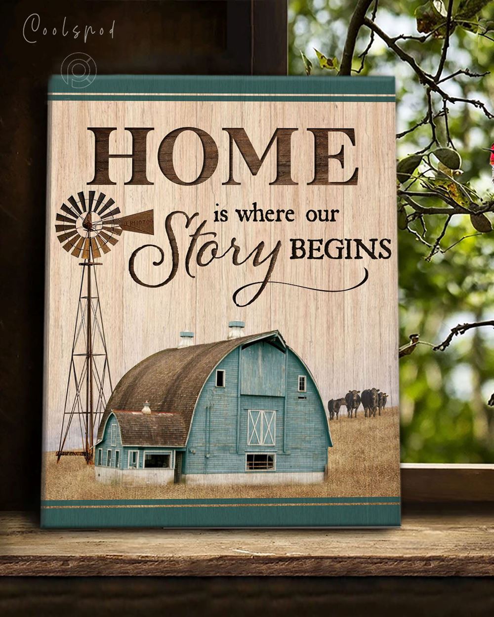 Farmhouse Canvas Wall Art Windmill Home Is Where Our Story Begins