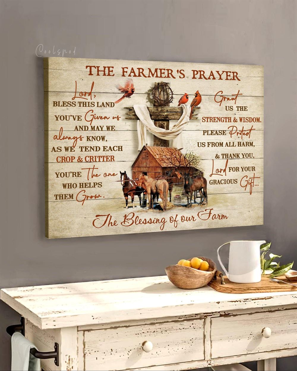 Farming A Farmer Prayer Horse Barn Painting Old Cross Signs Wall Art Canvas