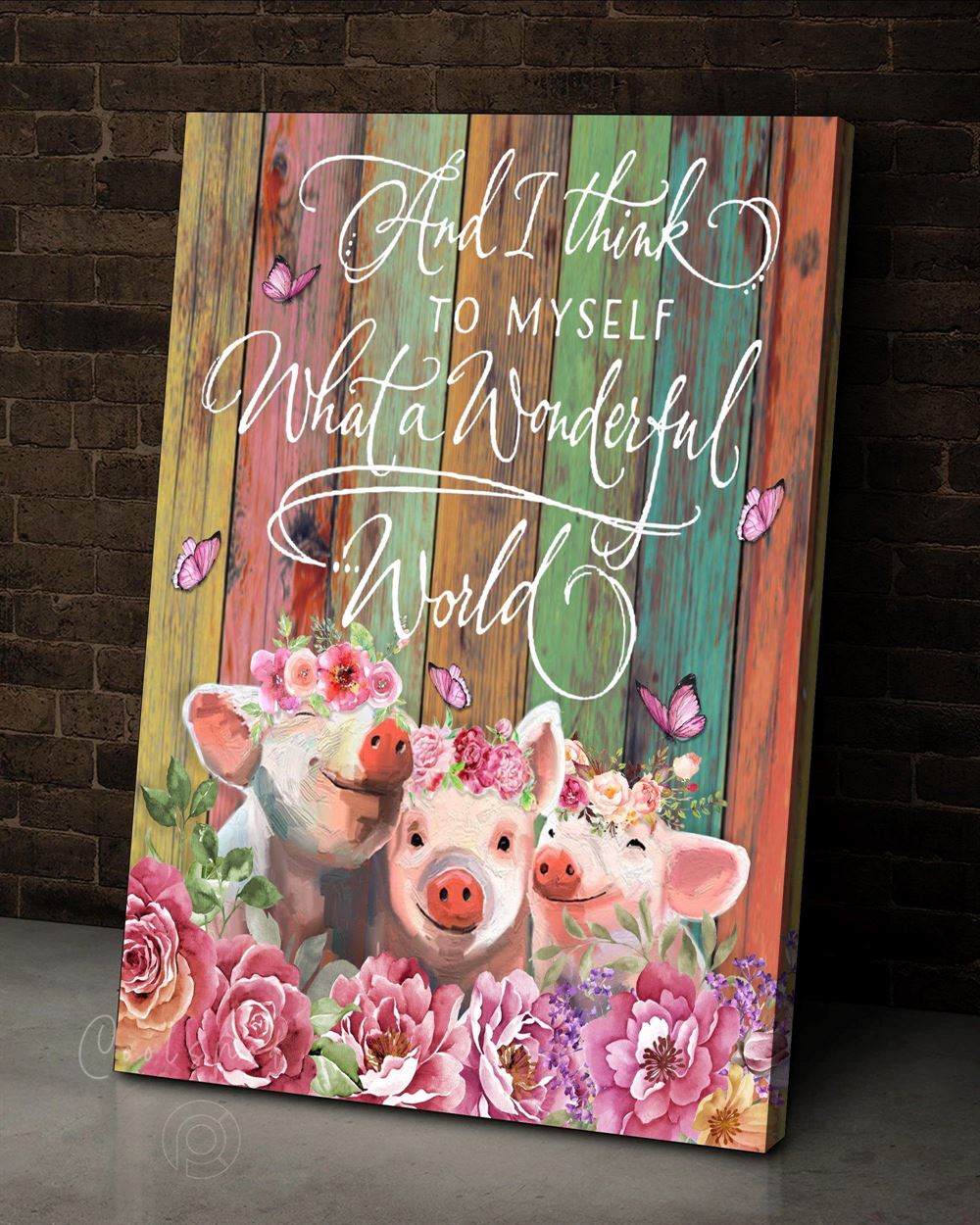 Farming Pigs Wonderful World Oop Wall Art Canvas