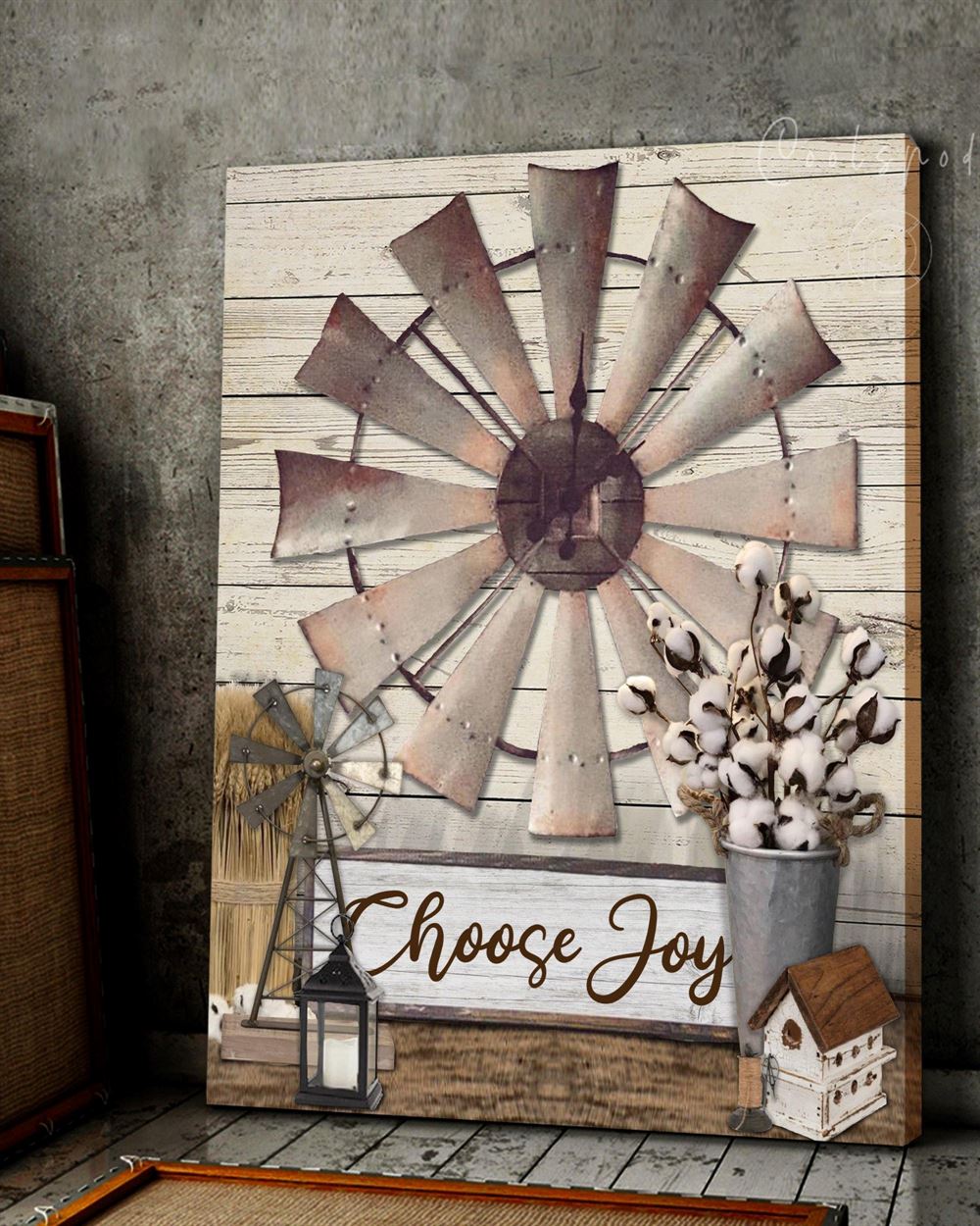 Farming Rustic Style Choose Joy Farmhouse Signs Wall Art Canvas