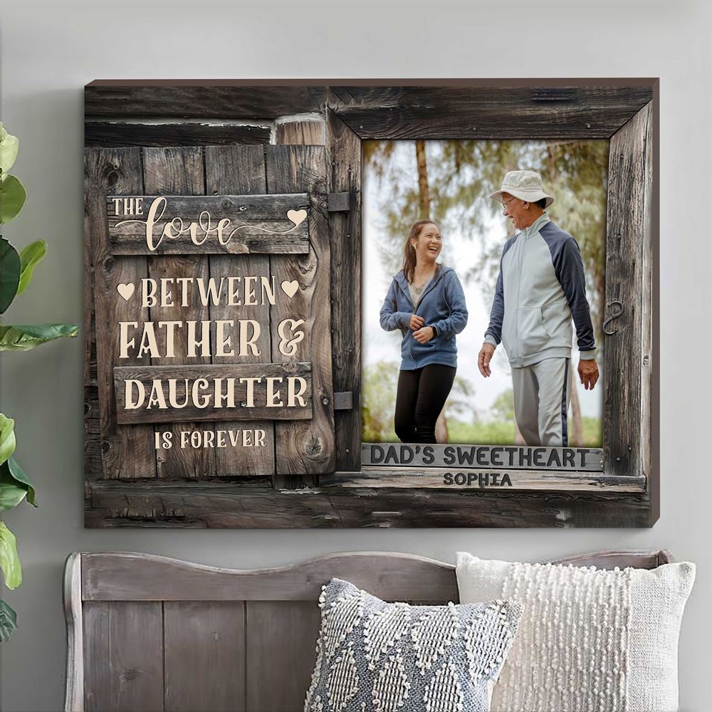 Father And Daughter Custom Photo Fathers Day Canvas Father Daughter Is Forever Bedroom Wall Art