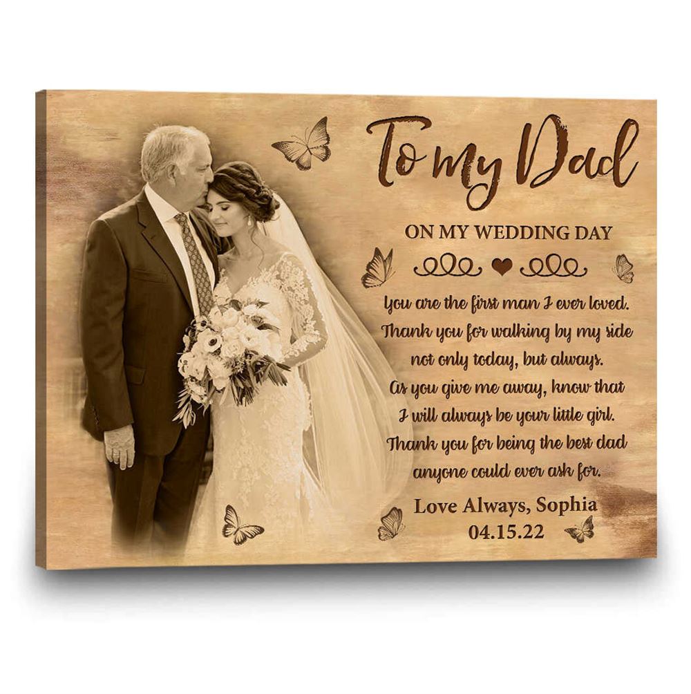 Father Of The Bride Gift Wedding Picture Personalized Canvas For Dad In Daughters Wedding