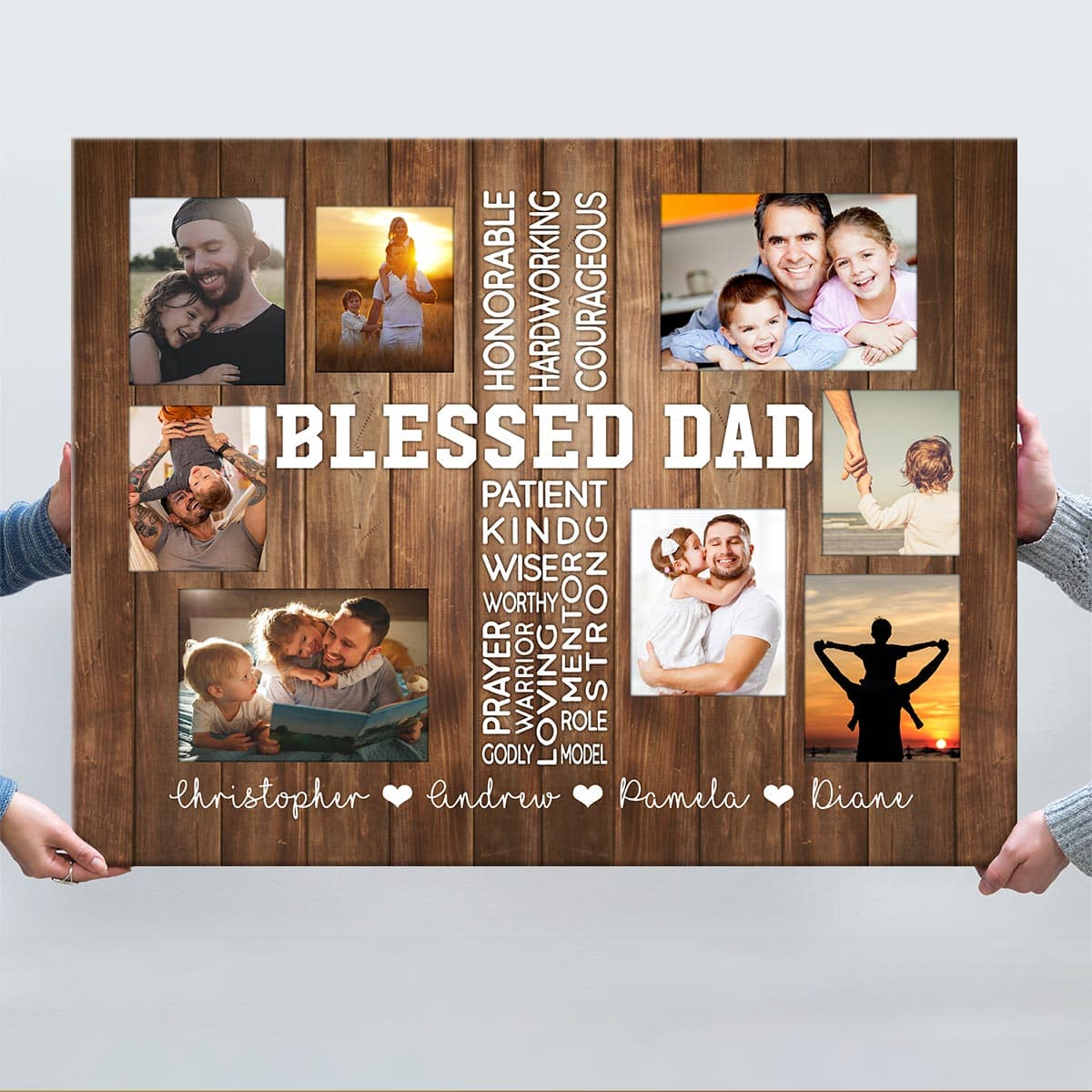 Fathers Day Canvas Presents For Dad Custom Dad Photo Canvas Blessed Dad Canvas Wall Art