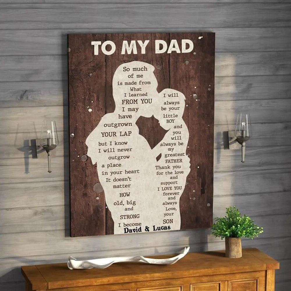 Fathers Day Gifts From Son Father And Son Canvas Wooden Background Wall Art For Dad