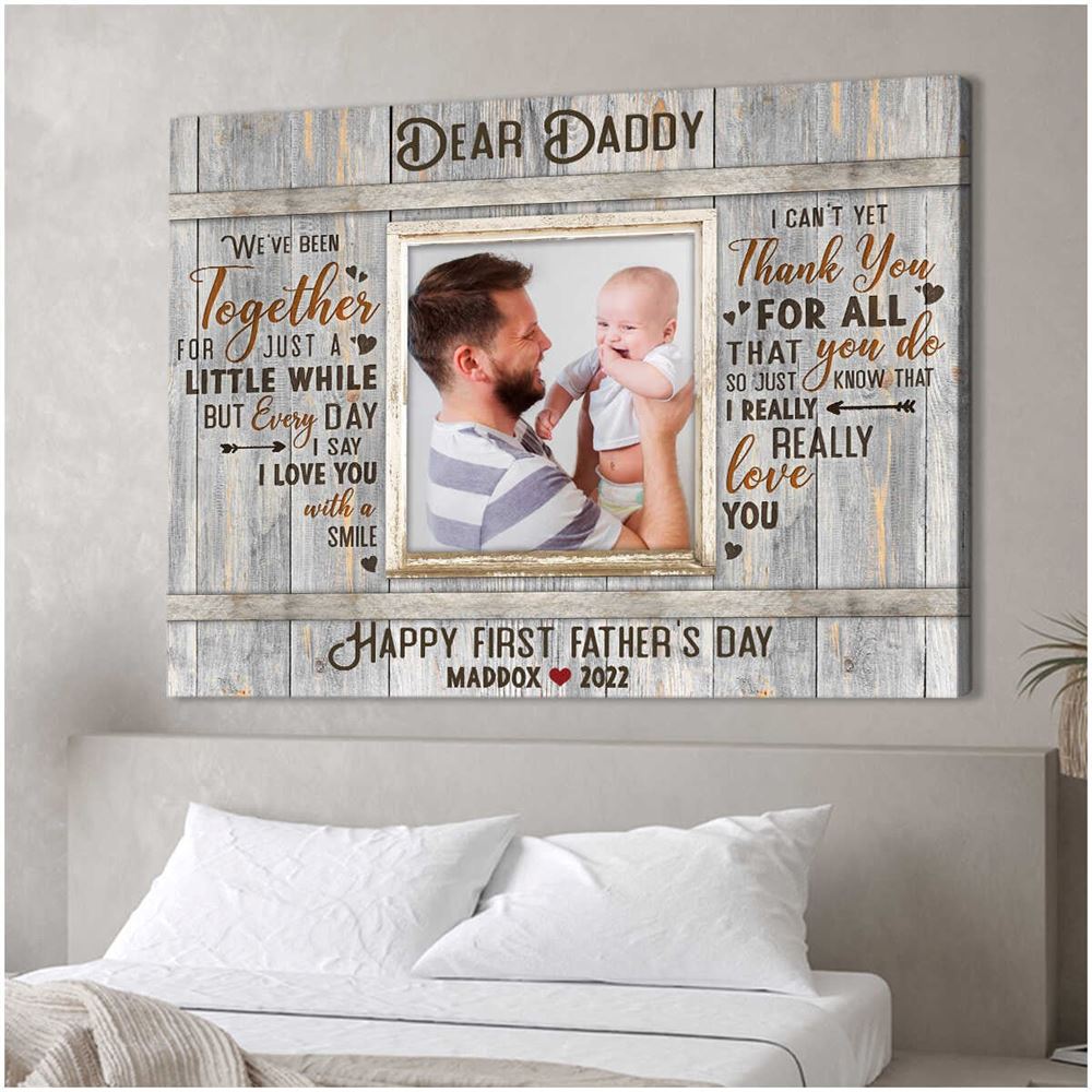 First Time Fathers Day Gift Gift First Time Dad Wall Art Canvas For Fathers Day