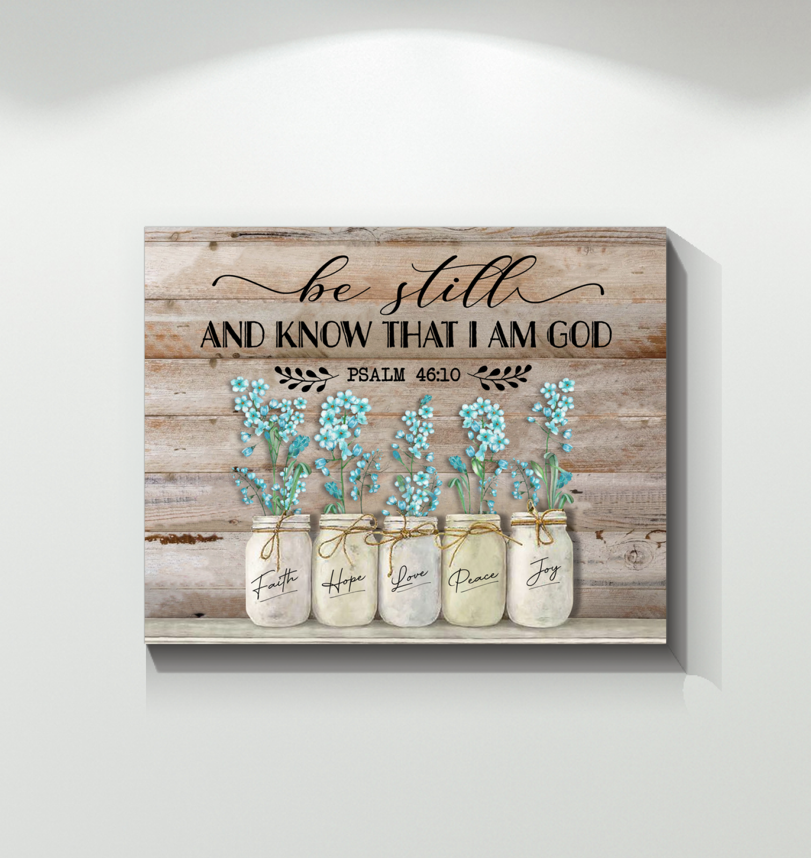 Flower In Teal Be Still And Know That I Am God Wall Art Canvas