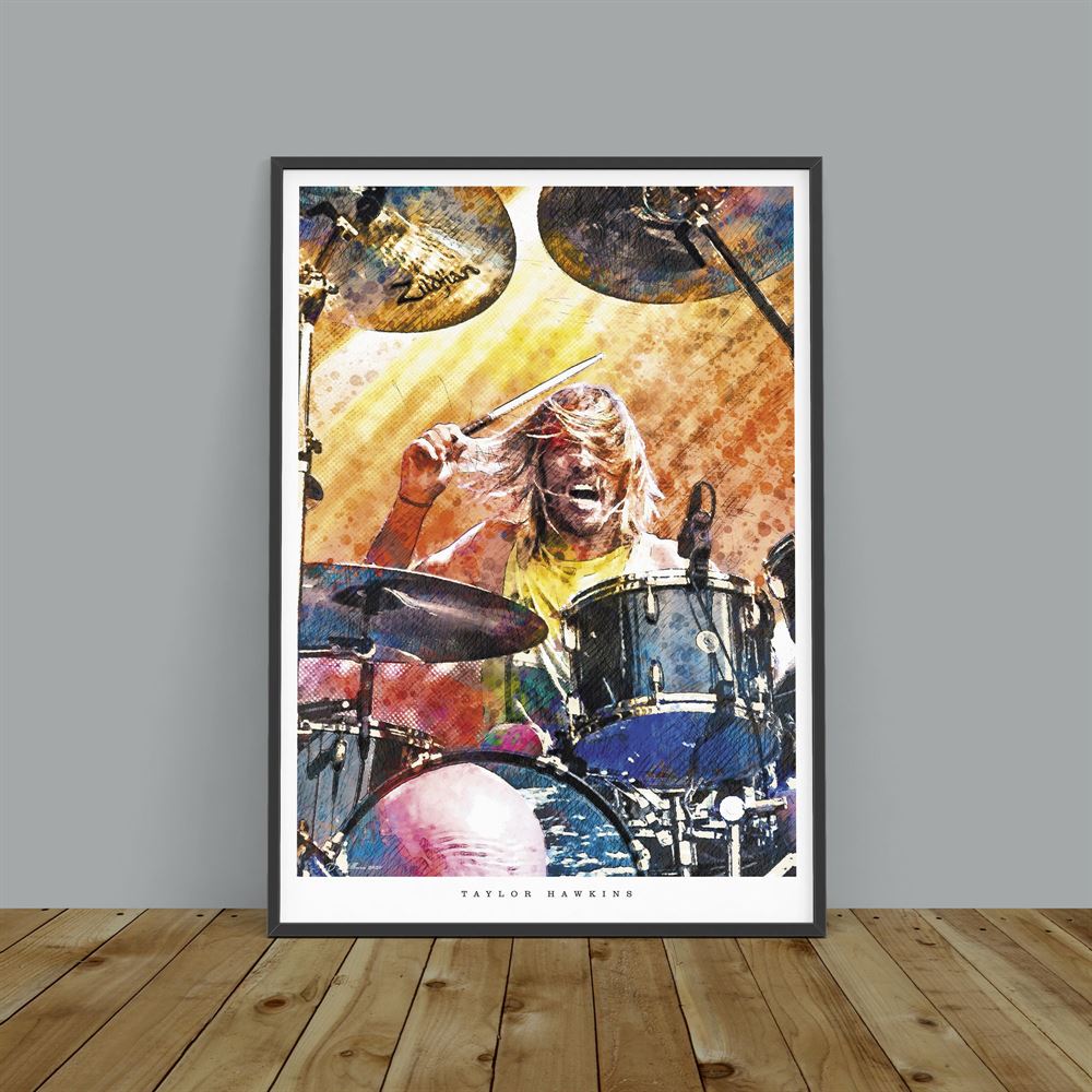 Foo Fighters Hard Rock Taylor Hawkins Watercolour Poster No Framed