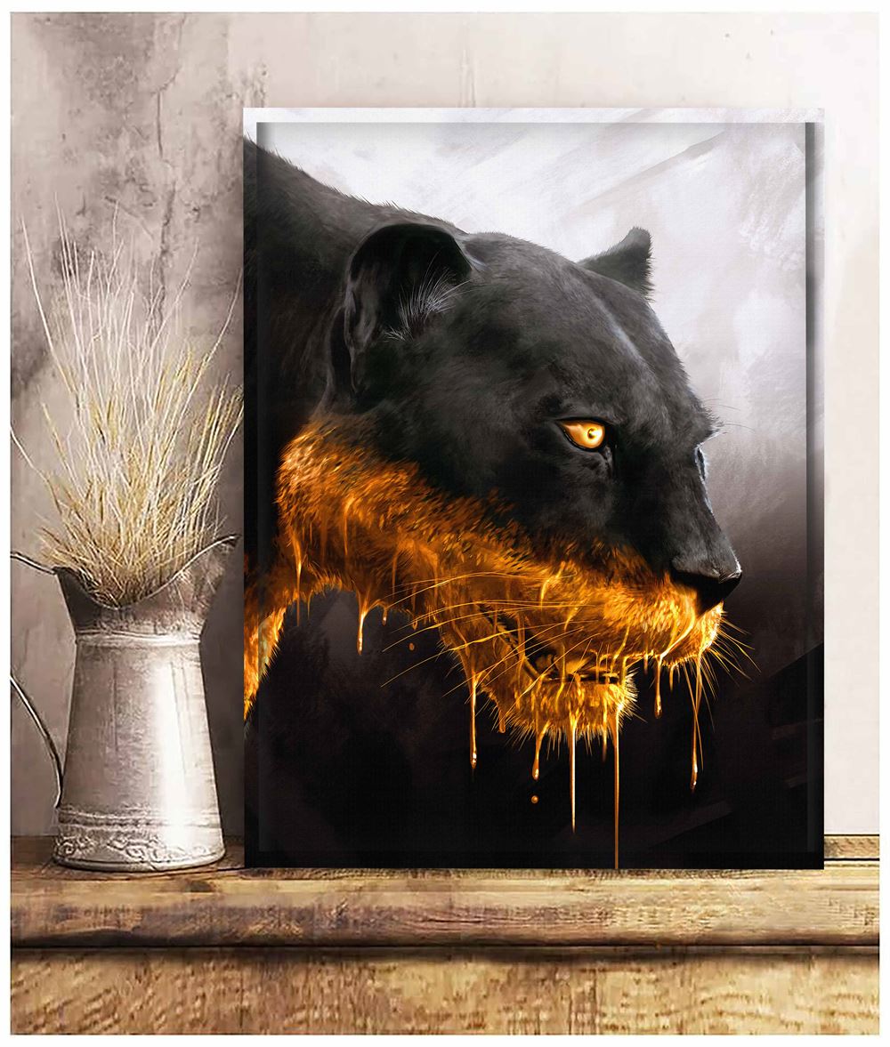 Fresh Kill Panther Golden Wall Art Canvas