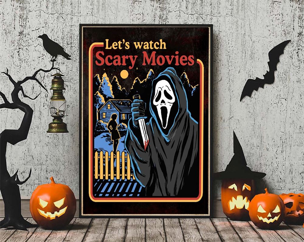 Ghostface Lets Watch Scary Movies Scream Horror Halloween Poster