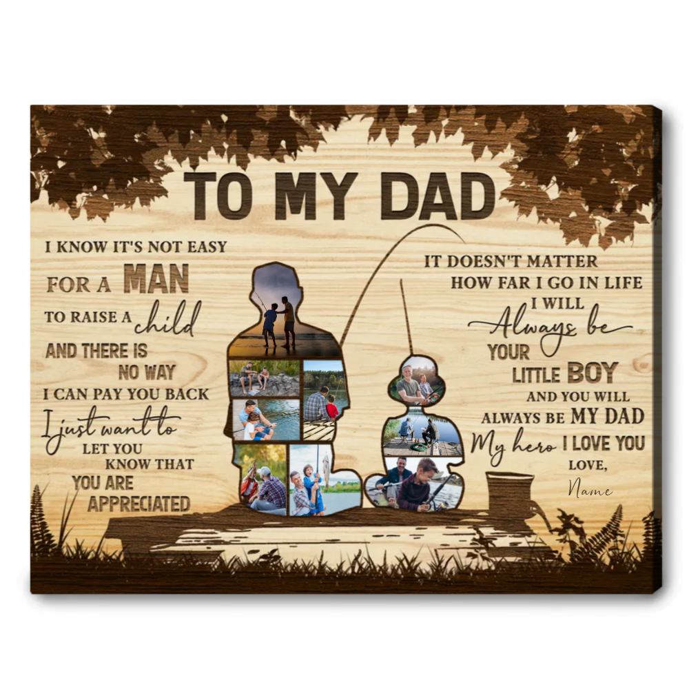 Gift For Fisherman Dad Custom Photo Canvas Gift For Dad To My Dad Canvas From Son Fathers Day Canva