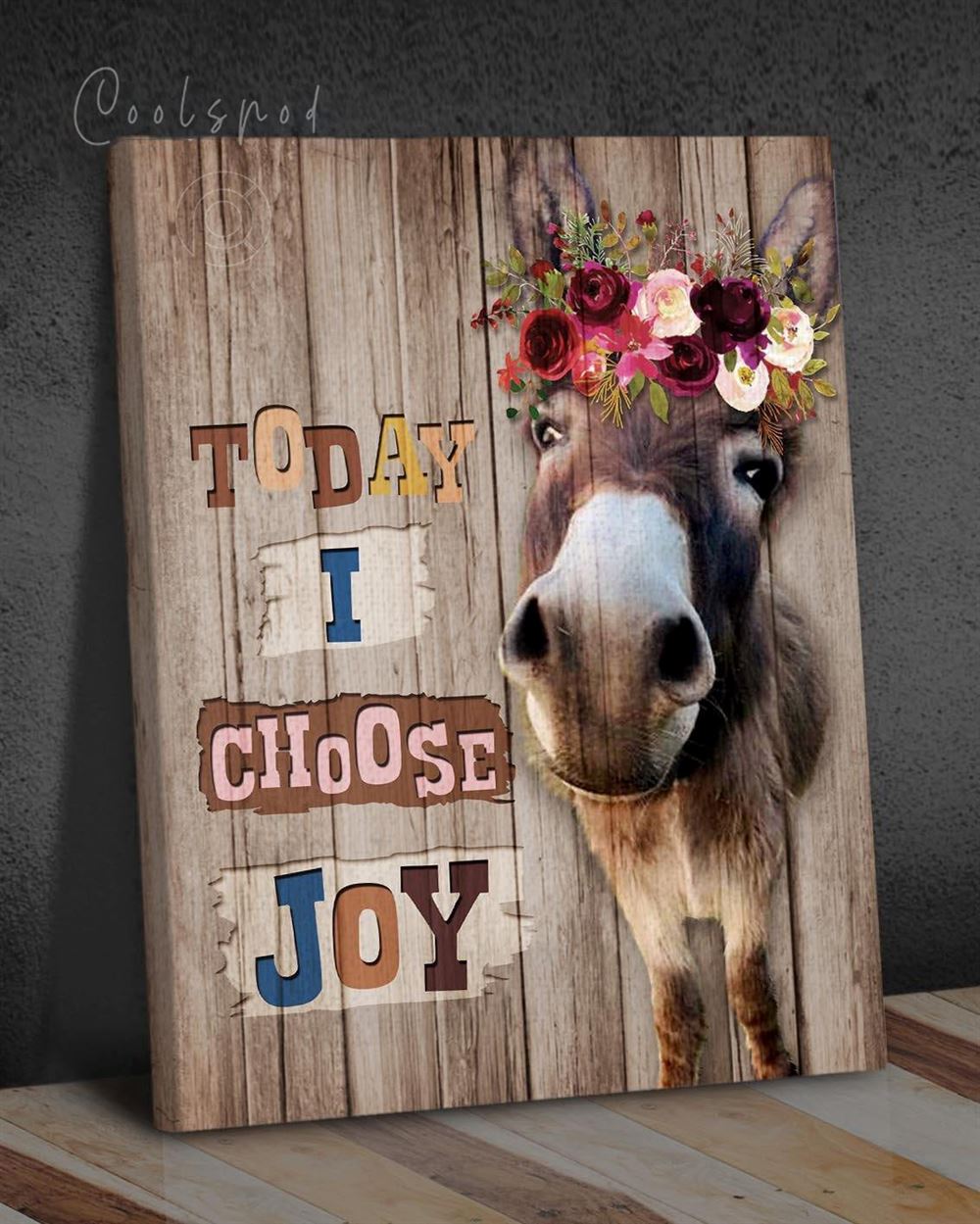 Goat Farmhouse Decor Wall Art Canvas - Today I Choose Joy Flower On Head