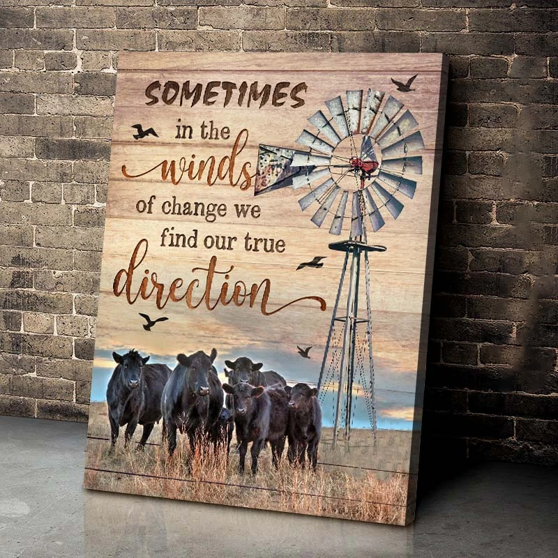 Gorgeous Cow Canvas We Find Our True Direction Wall Art