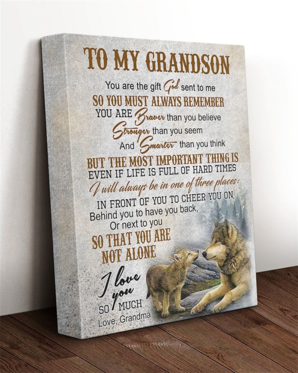 Grandson Canvas Gift Ideas For Grandson To My Grandson You Are The Gift Sent To Me Wolf Canvas