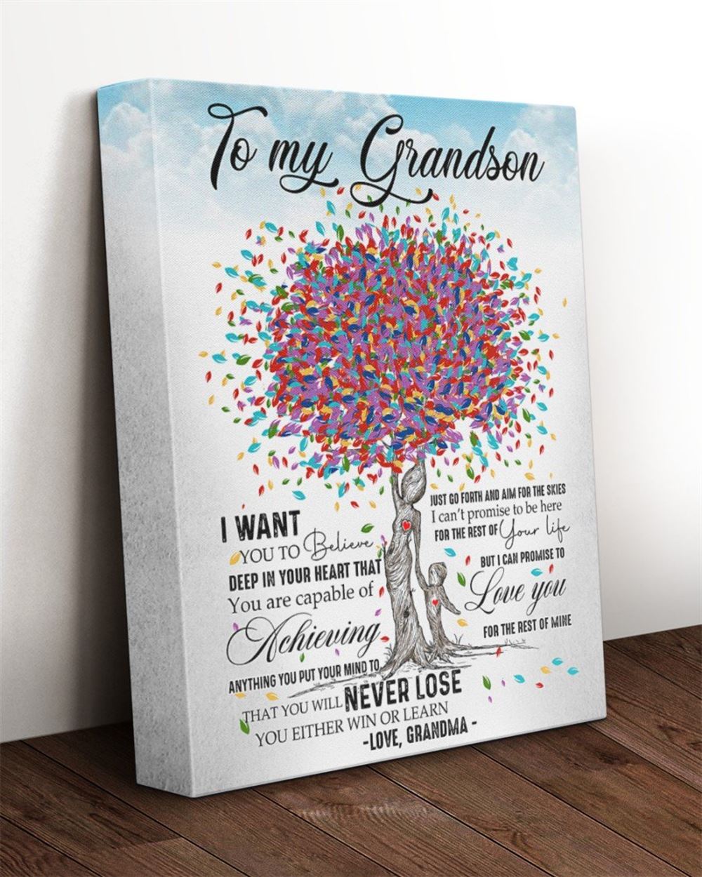 Grandson Canvas To My Grandson I Want You To Believe Deep In Your Heart Grandma To Grandson Canvas