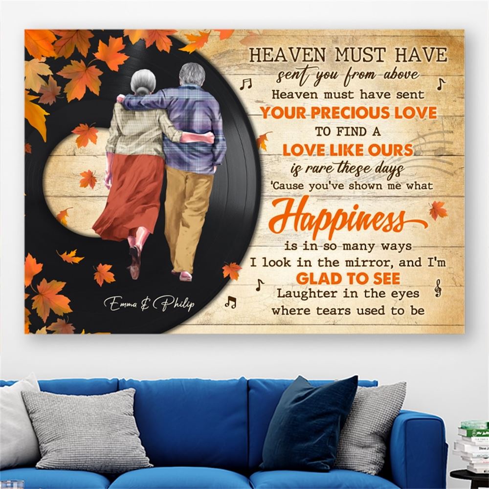 Heaven Must Have Sent You From Above Personalized Poster Canvas Print Gift For Couple