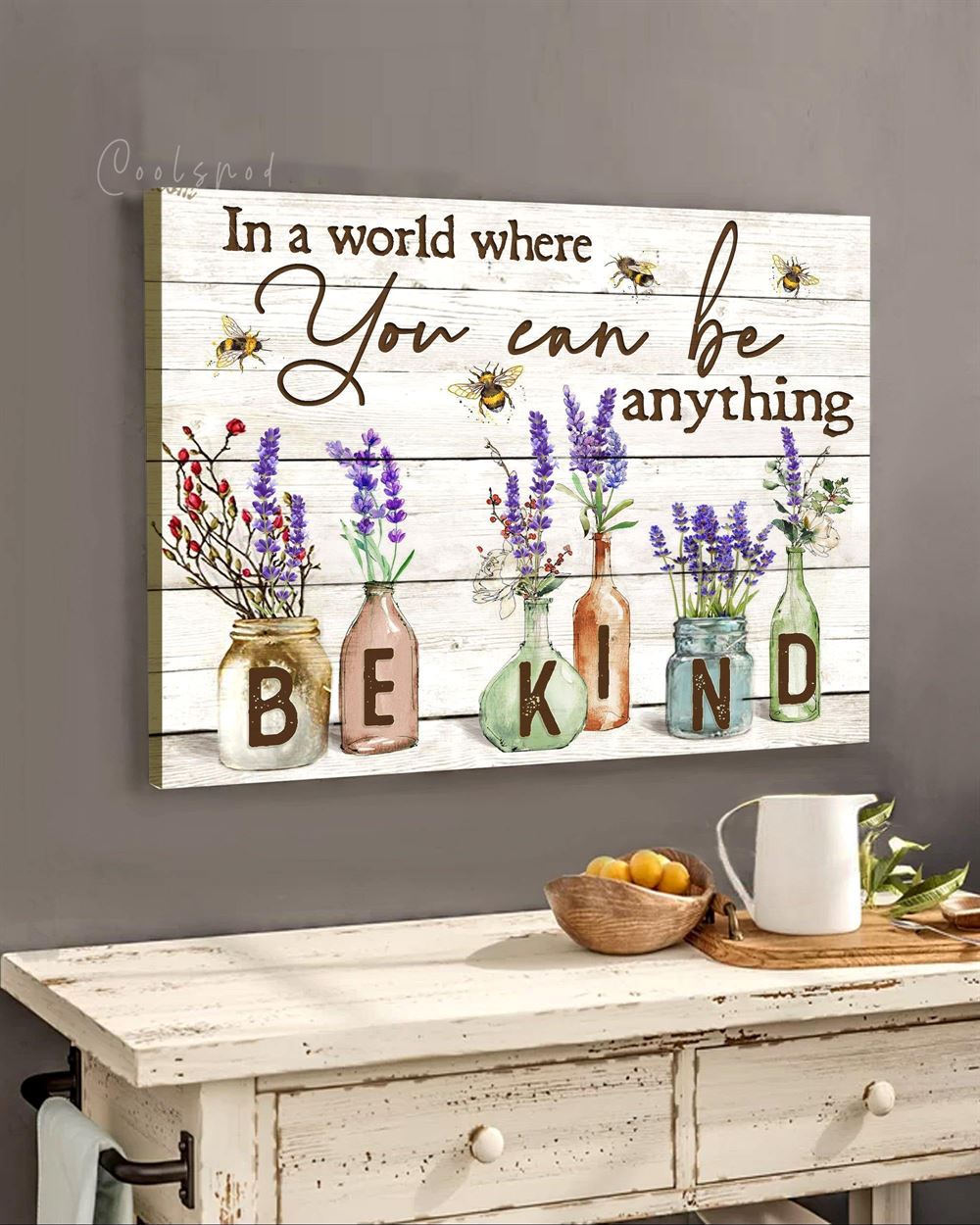 Hippie Bekind Bees Lavenders Wall Art Canvas