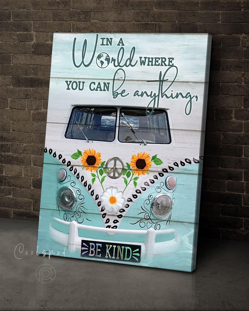 Hippie Bekind Bus Wall Art Canvas