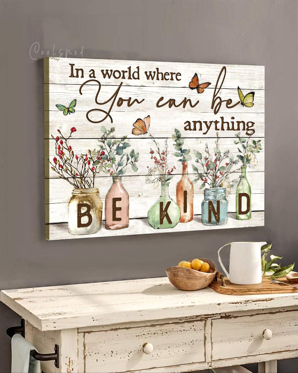 Hippie Bekind Butterflies Flowers Wall Art Canvas