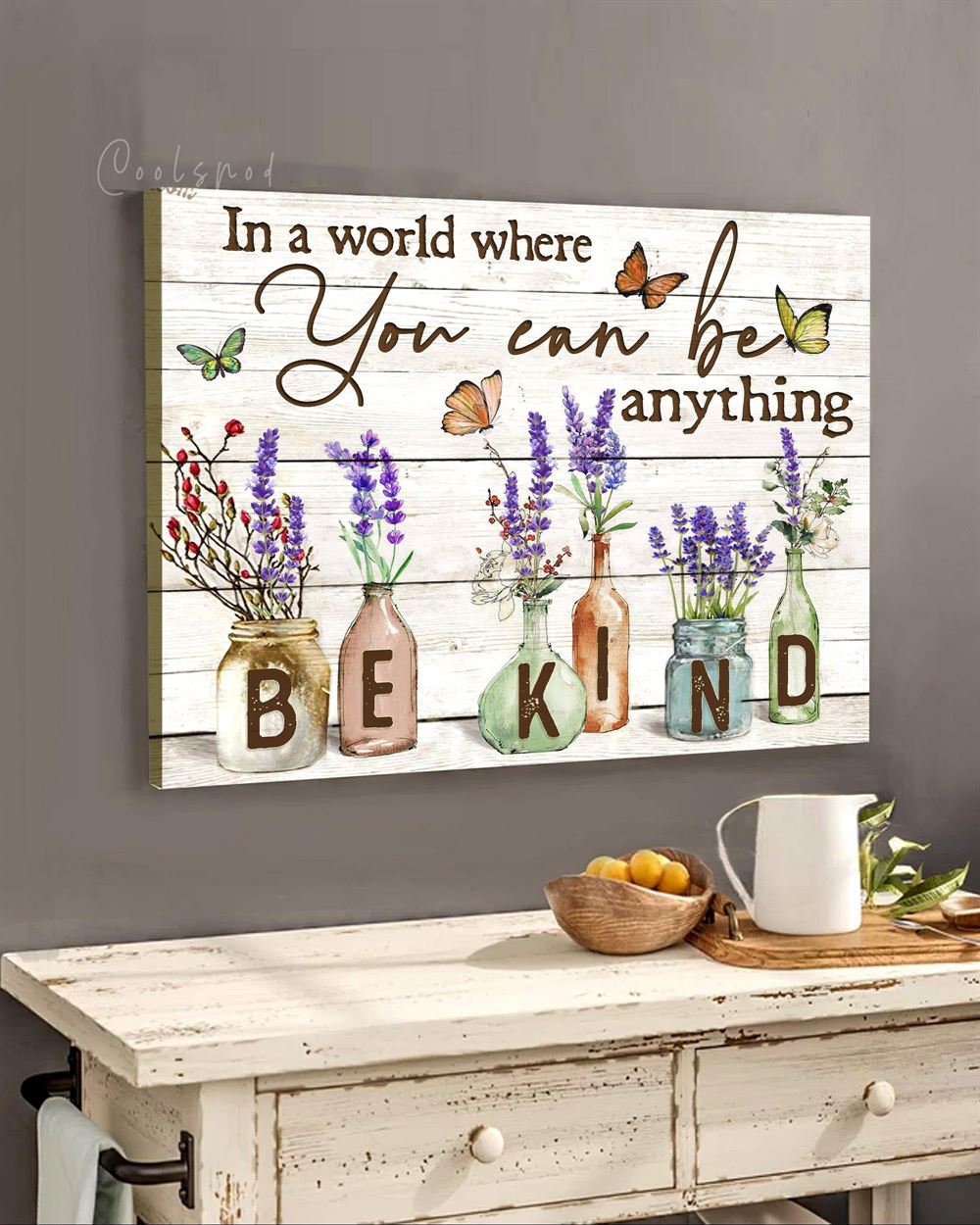 Hippie Bekind Butterflies Lavenders Wall Art Canvas