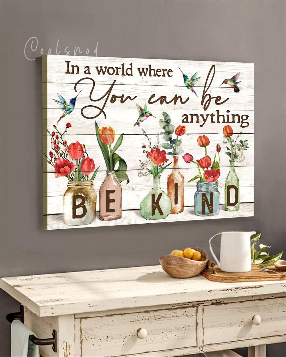 Hippie Bekind Hummingbirds Tulip Flowers Wall Art Canvas