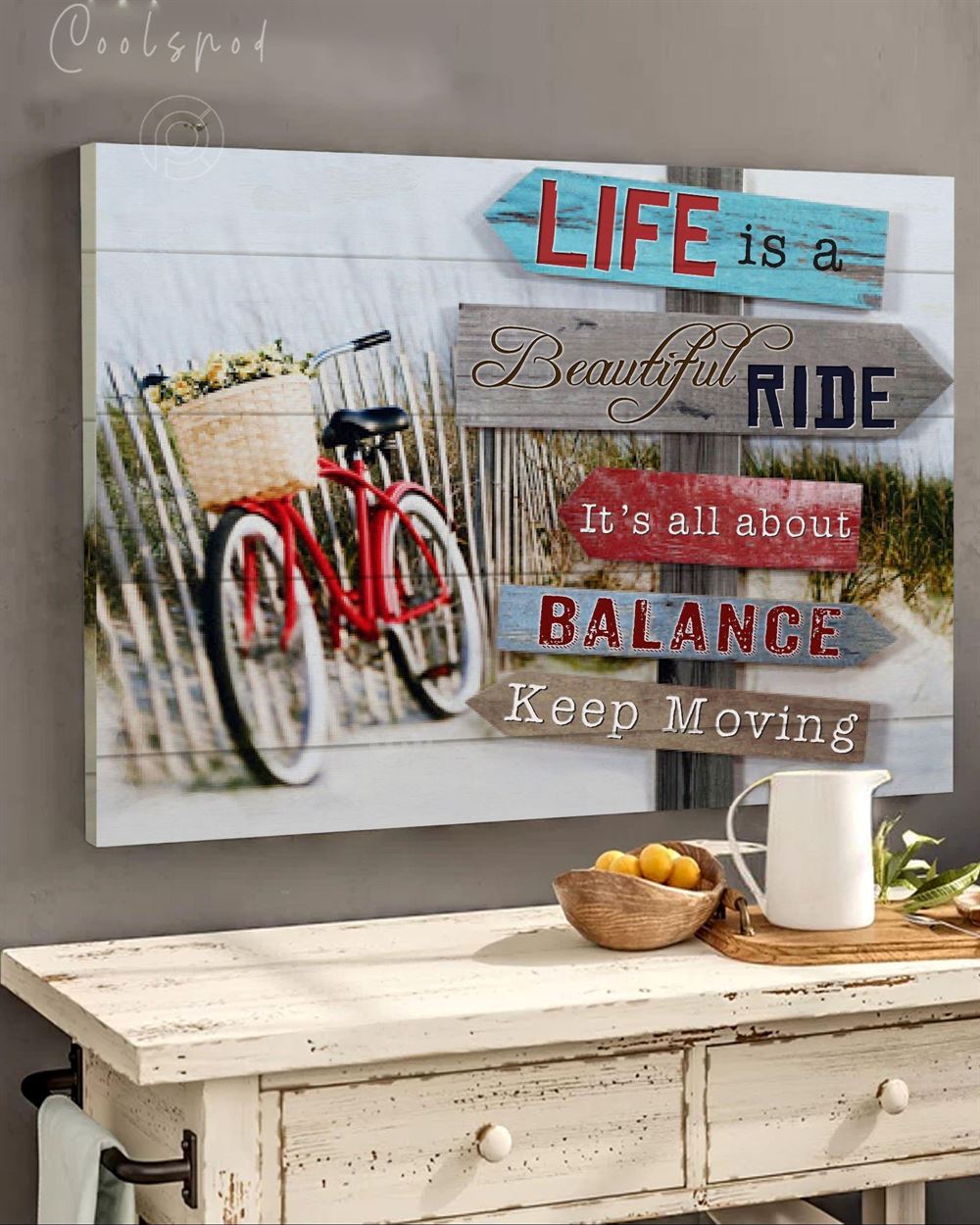 Hippie Bicycle Life Is Beautiful Ride Wall Art Canvas