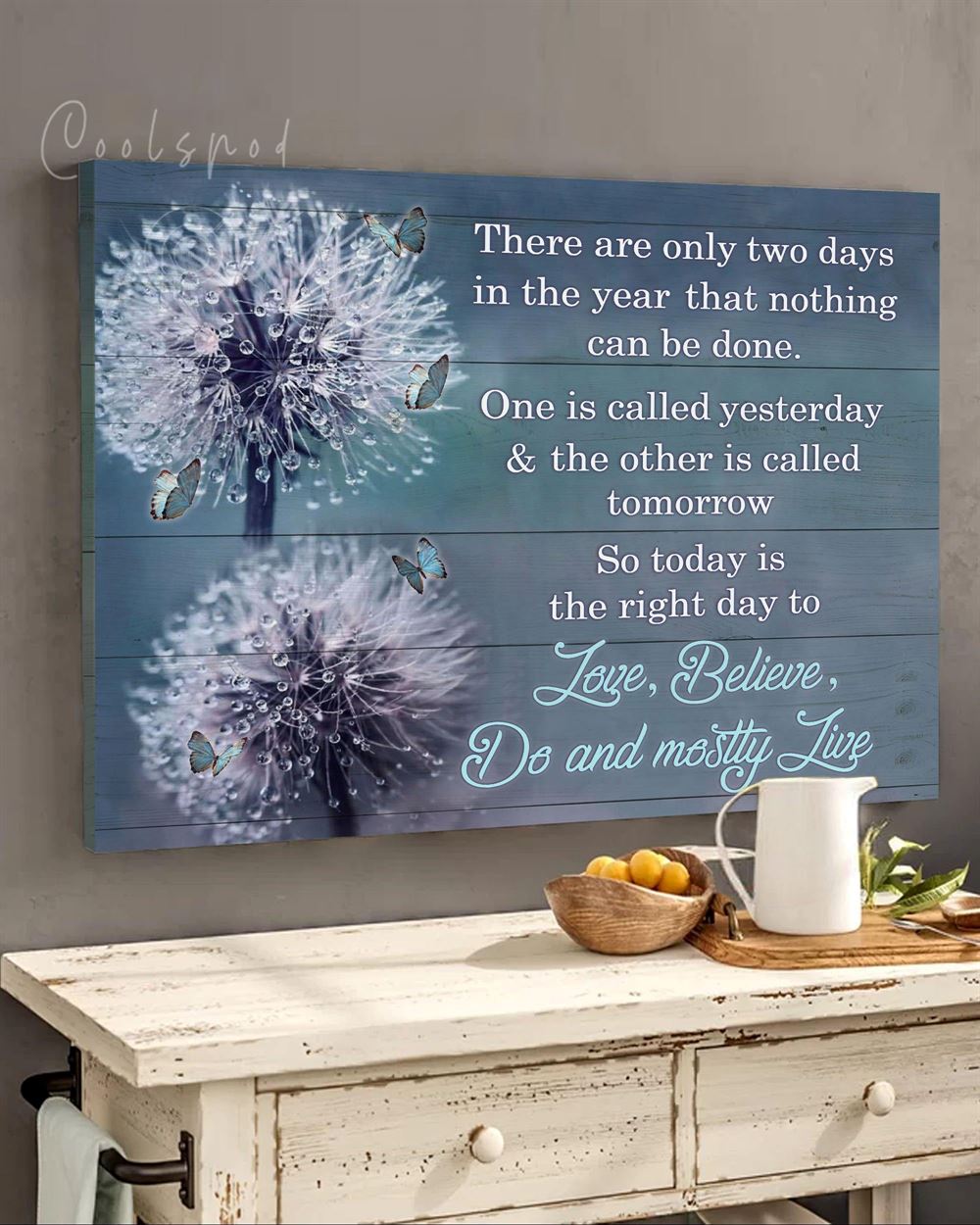 Hippie Dandelion There Are Two Days Butterfly Wall Art Canvas