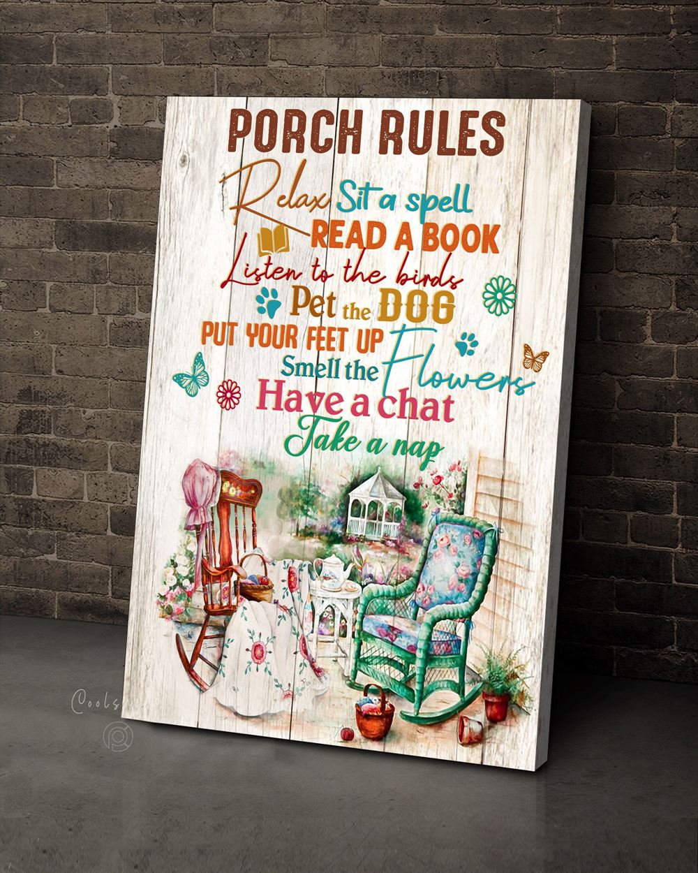 Hippie Decor Wall Art Canvas Top 3 Porch Rules