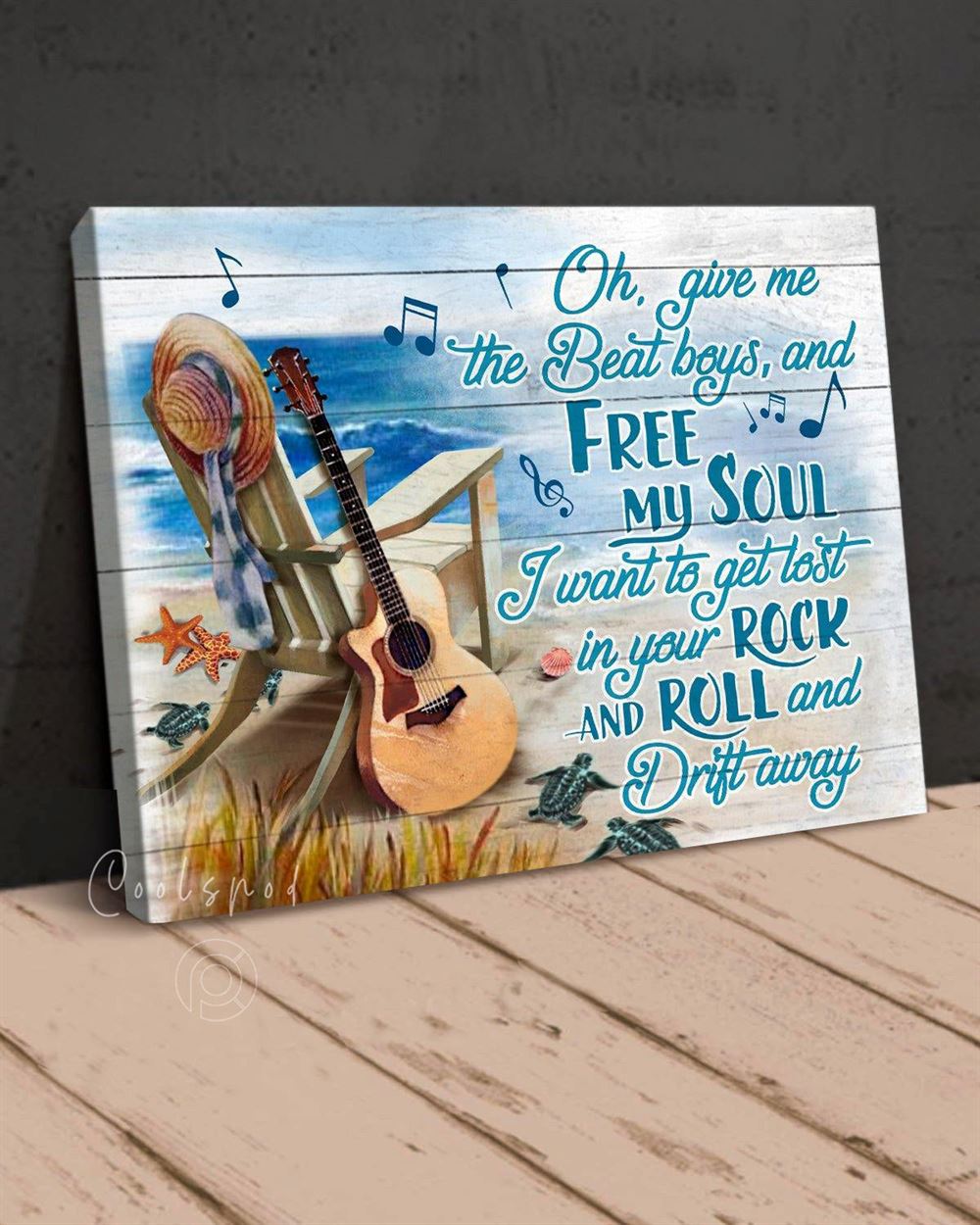 Hippie Guitar Free My Soul Ver2 Wall Art Canvas