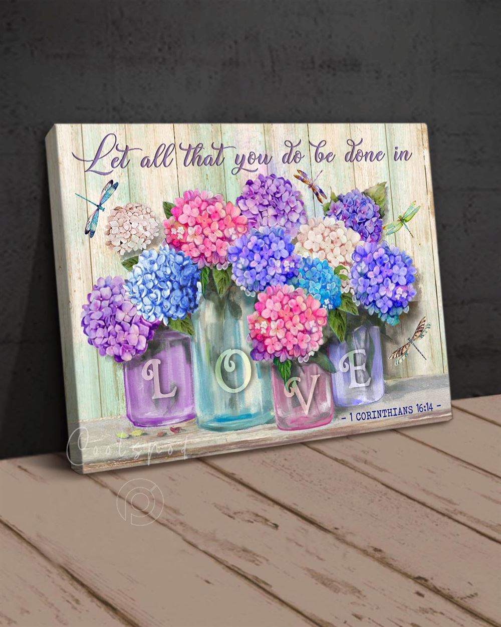 Hippie Let All You Do Be Done In Love Hydrangea Wall Art Canvas