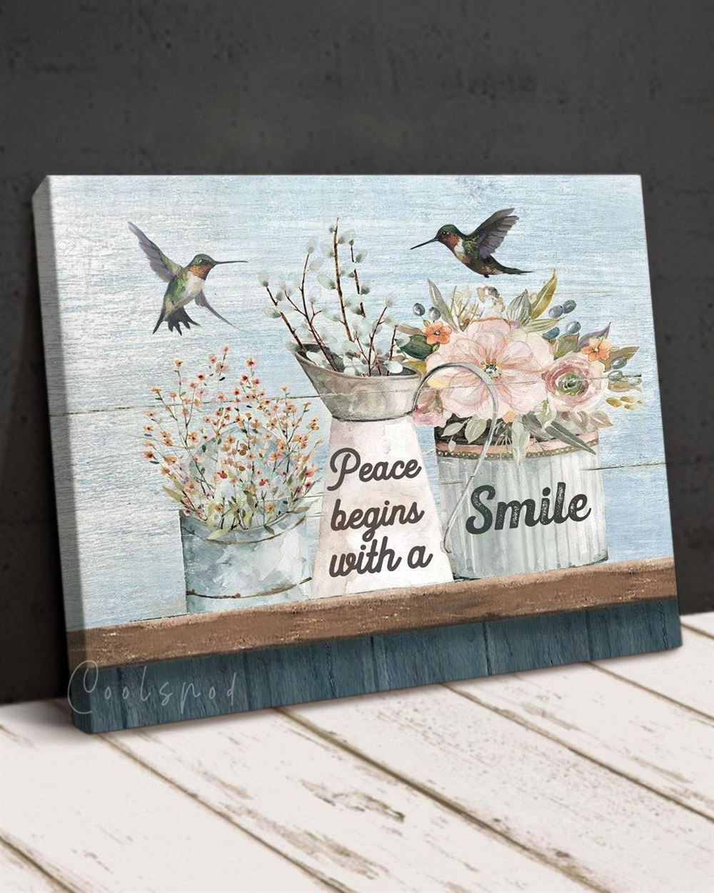 Hippie Peace Begins With A Smile Flower Wall Art Canvas