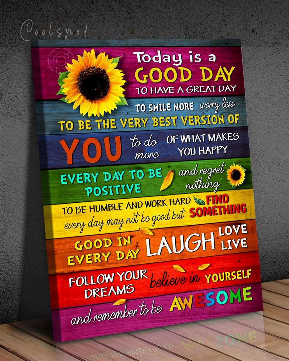 Hippie Style Canvas Today Is A Good Day Remember To Be Awesome Wall Art Canvas