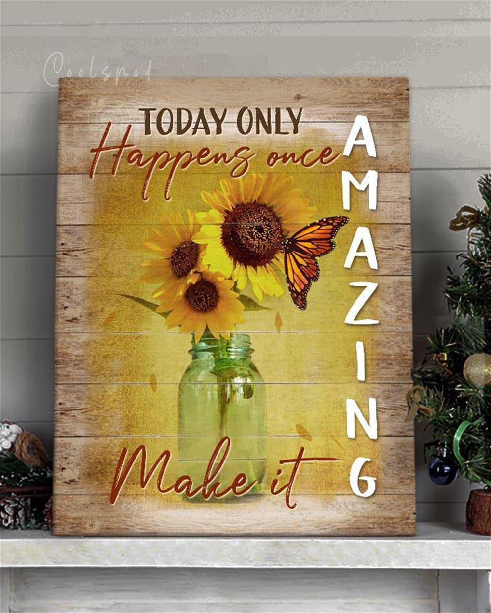 Hippie Style Sunflower Wall Art Canvas - Today Only Happens Once Make It Amazing